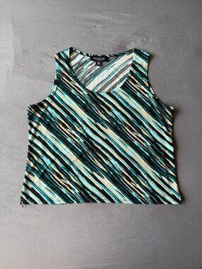 Perceptions Petite Y2K Striped Crossover Tank Top 10P